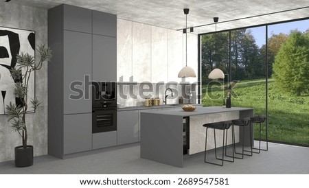 Kitchen interior design and rendering