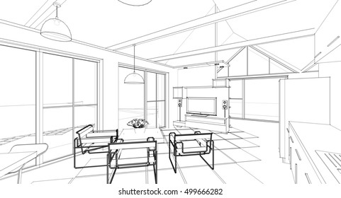 Sketch Interior Beautiful Room Stock Vector (royalty Free) 270733046