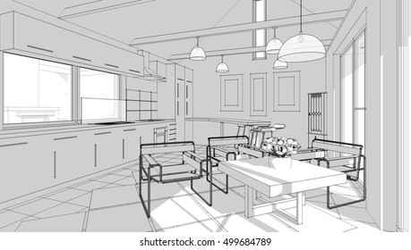 Unfinished Project Country Style Coworking Office Stock Illustration ...