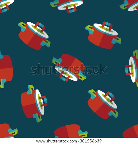 kitchenware pot flat icon,eps10 seamless pattern background