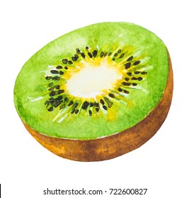 Kiwi Fruit Painting.Painted With Watercolor.