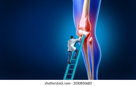 Knee pain care and the anatomy inflamation painful joint that needs surgery by an orthopedic surgeon   physical therapy by doctor   therapist and 3D illustration elements 