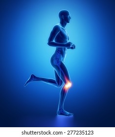 KNEE - Running Man Leg Scan In Blue