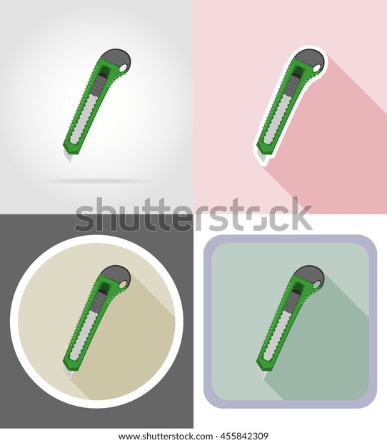 knife stationery equipment set flat icons\
illustration isolated on white\
background