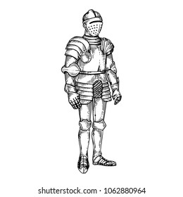 Knight Armour Engraving Vector Illustration Scratch Stock Vector ...