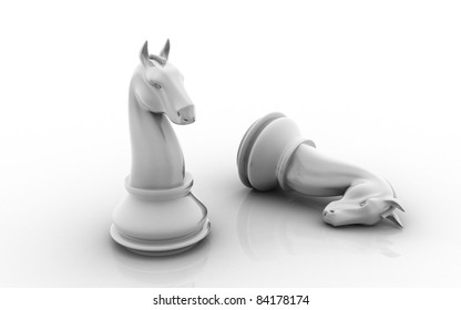 The knight chess piece on white background