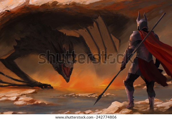 Knight Dragon Stock Illustration 242774806