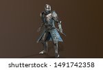 Knight Swordsman in Full Armour, 3D render