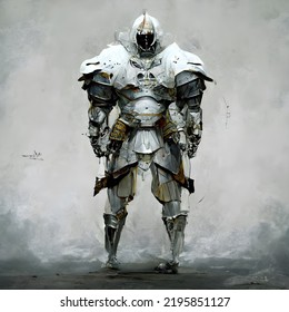 Knight In White And Futuristic Armor