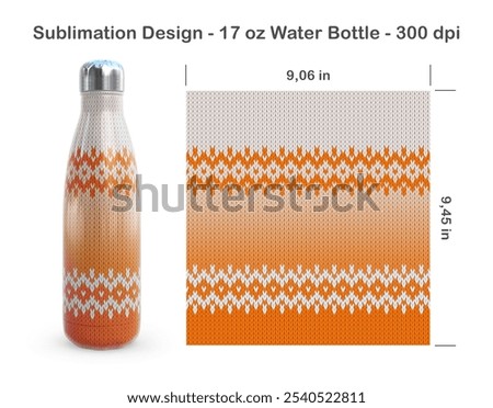 Knitted ombre pattern. Seamless sublimation template for 17 oz water bottle. Sublimation illustration. Seamless from edge to edge. Full bottle wrap.
