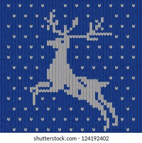knitted texture with snow and deer