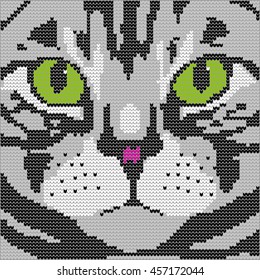 Knitting Pattern Face Cat Stock Vector (Royalty Free) 250485499