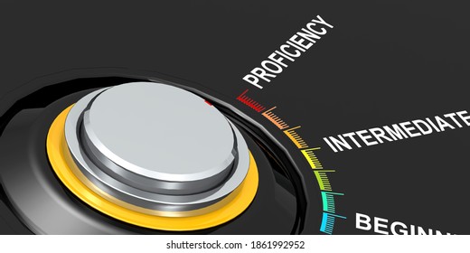 Knob Turn To Proficiency Direction, 3d Rendering