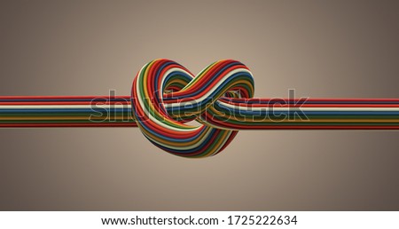 Knot in a bundle of wire which could lead to problems, 3d illustration  