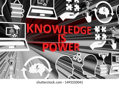 KNOWLEDGE IS POWER concept blurred background 3d render illustration