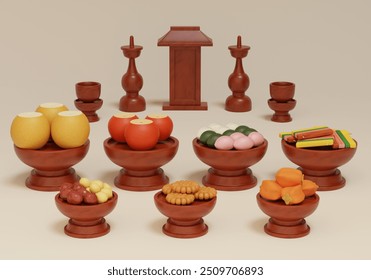 korea traditional holiday chuseok ancestral rite table - Powered by Shutterstock