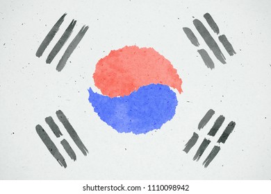 Korean Flag On Korean Traditional Paper.