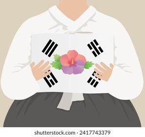 Korean National Holiday March 1st Independence Movement Day Illustration. (Taegeukgi and Hanbok.) - Powered by Shutterstock