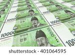 Korean won bills stacks background. 3D illustration