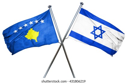 Kosovo Flag With Israel Flag, 3D Rendering
