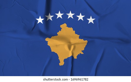 Kosovo Flag On Crumpled Paper Background Stock Illustration 1696961782 ...