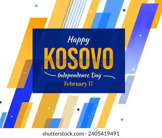 Kosovo Independence Day wallpaper with patriotic colorful shapes, typography and design. February 17 is celebrated as independence day in Kosovo - Powered by Shutterstock