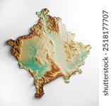 Kosovo Shaded Relief Height Map