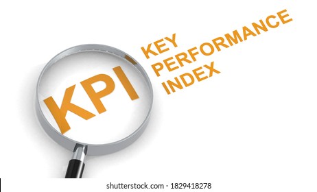KPI, Key Performance Index,  word under magnifying glass, 3d rendering