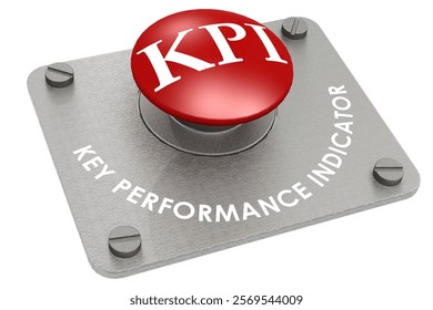 KPI for key performance indicator red button, 3d rendering