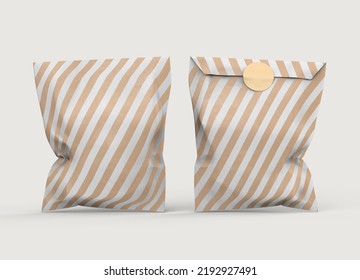 Kraft Paper Bags Treat Candy Bag Mockup 3D Rendering