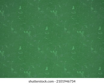 Kraft Paper With Bio Mass With Small Plants And Petals. Handmade Sheet In Shades Of Green. Best For Eco Projects. 