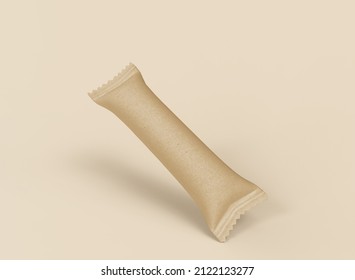 Kraft Stick Sachet Mockup. Isolated Kraft Stick Sachet. 3d Rendering