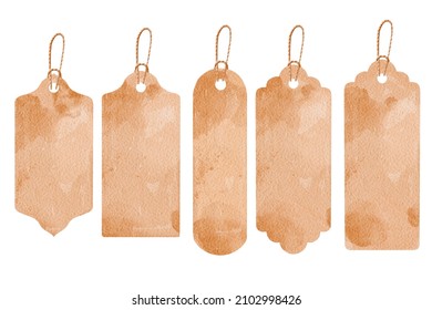Kraft Tag Pendant Made Of Twine And Old Paper Texture Rectangular Size