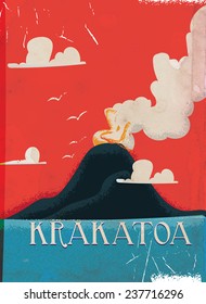 Krakatoa Vintage Poster. 