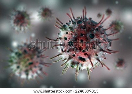 Kraken virus. accumulation of viral bacteria. Caronavirus mutation in  form of a bacterium of Kraken virus. A variety of the covid of  virus under a microscope. 3d image Stock photo © 