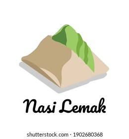 Kuala Lumpur, Malaysia - January 26, 2020: Illustrations Of Malaysia's National Dish, Nasi Lemak Wrapped In Banana Leaves