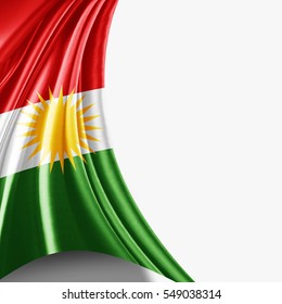 Kurdistan flag of silk with copyspace for your text or images and white background-3D illustration 