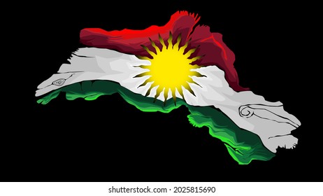 Kurdistan map with flag Background 