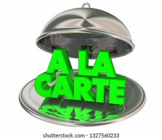 A La Carte Special Menu Dinner Platter Plate Words 3d Illustration