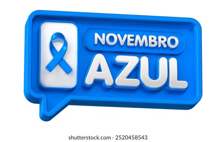 Label for Blue November In Brazilian Portuguese In 3d render isolated white background. The phrase "Blue November" means "Blue November" in Brazilian Portuguese. 3d illustration - Powered by Shutterstock