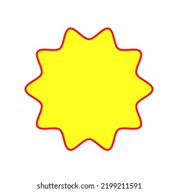 Label, Flat, Isolated, Red, Yellow Etiquette Icon. 