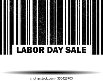 Labor day sale - black barcode grunge rubber stamp design isolated on white background. Vintage texture.  - Powered by Shutterstock