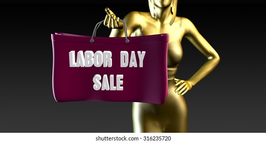 Labor Day Sale with a Lady Holding Shopping Bags - Powered by Shutterstock