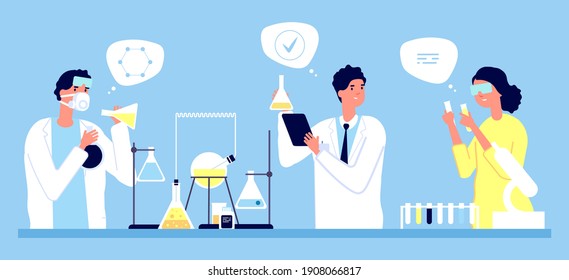 Laboratory Concept. Scientists Pharmaceutical Tests Illustration. Medicine, Pharmacy, Medical Research