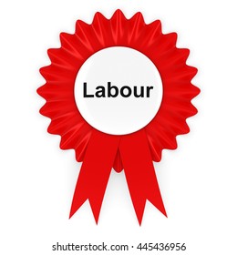 Labour Party Rosette Badge 3D Illustration