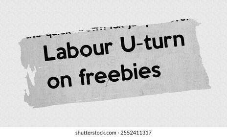 Labour U-turn on freebies - current breaking daily news story communication copy newspaper headline article title in UK 2024