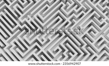Labyrinth maze structure confusing way to the exit. Breaking the deadlock. 3d render