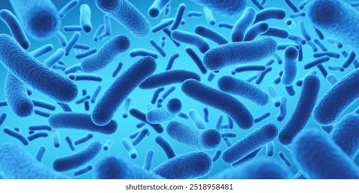 Lactobacillus bacteria, probiotic medical background 3d illustration.