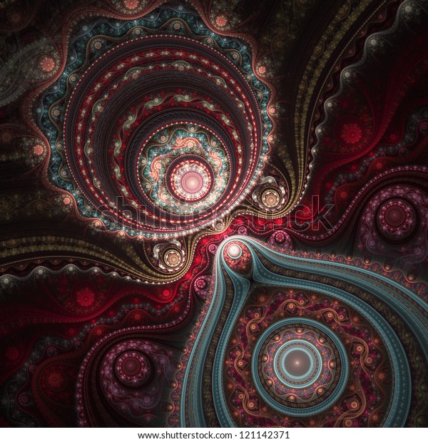 Lacy Colorful Clockwork Pattern Digital Fractal Stock Illustration ...