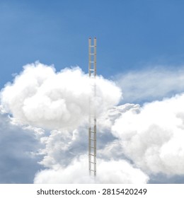 Ladder extending into a blue sky 3d